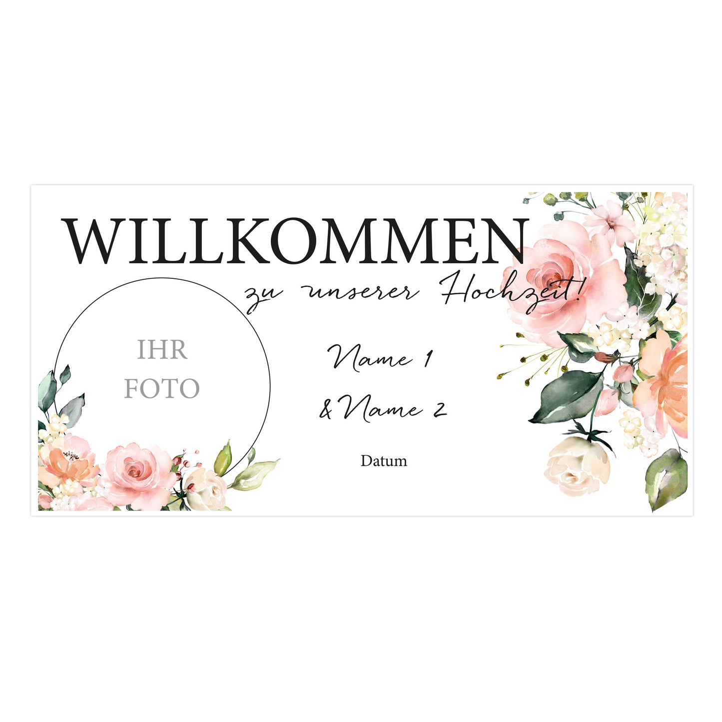 Hochzeitsbanner "Blütenzauber" mit Foto