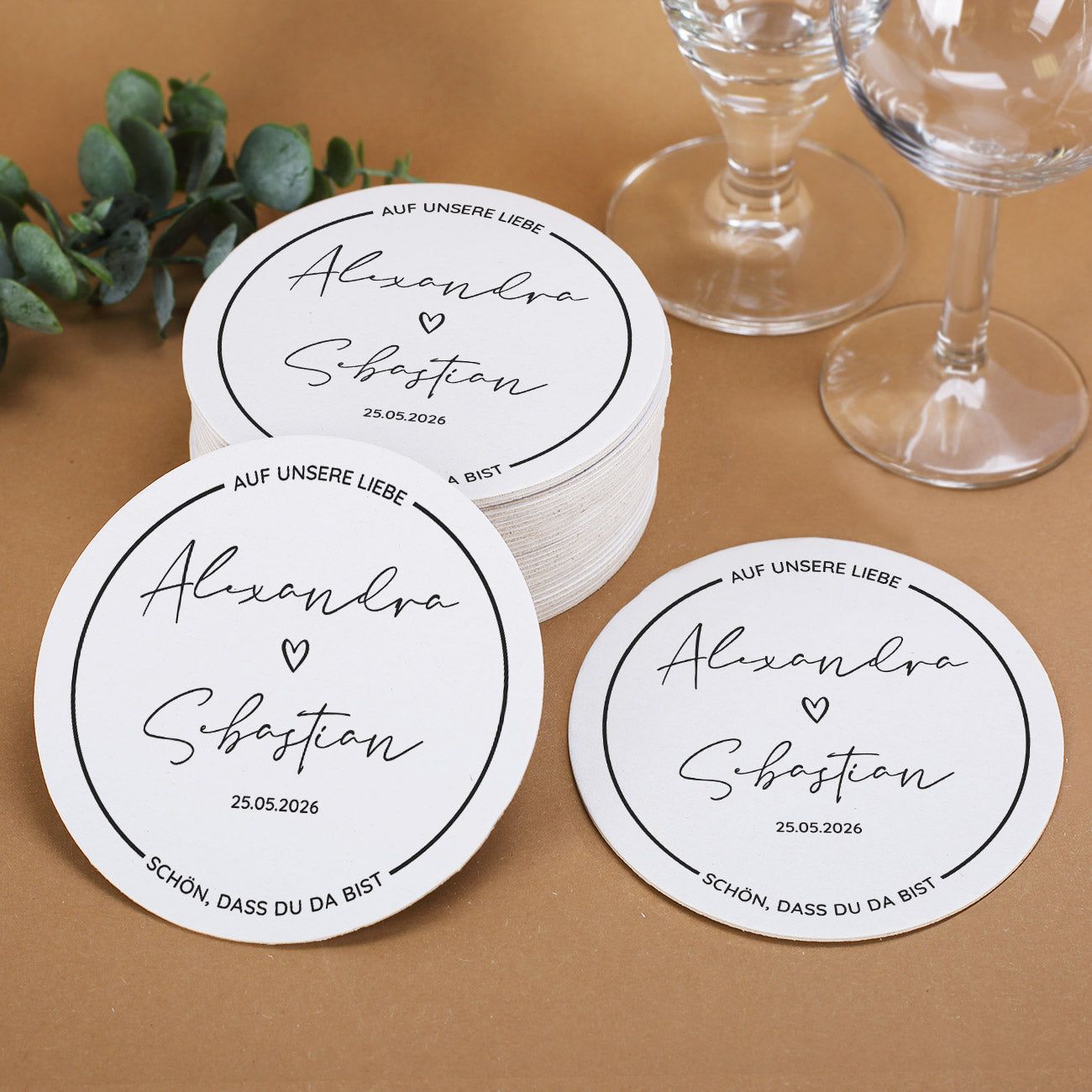 Bierdeckel zur Hochzeit, 50er Set