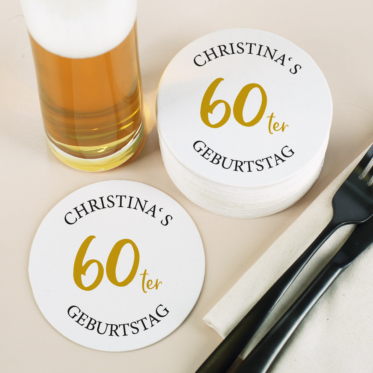 Bierdeckel zum Geburtstag, 50er Set