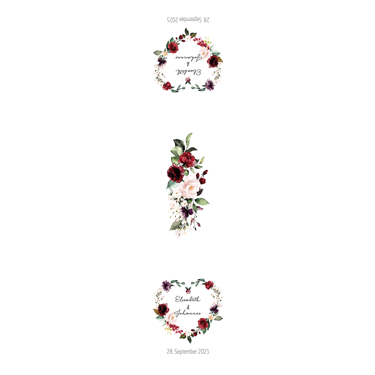Tischläufer "Burgundy" mit Namen und Datum