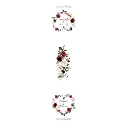 Tischläufer "Burgundy" mit Namen und Datum