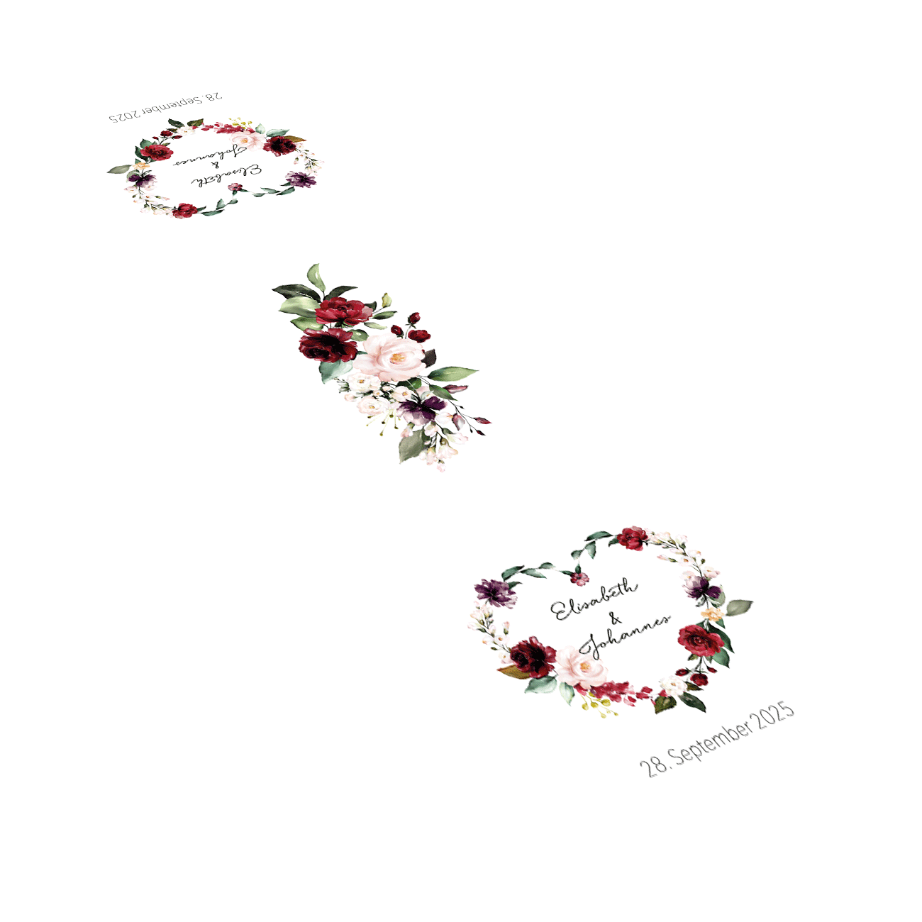Tischläufer "Burgundy" mit Namen und Datum