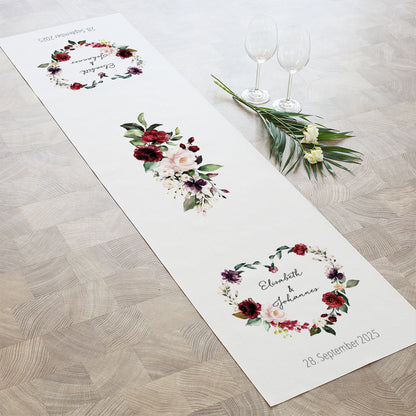 Tischläufer "Burgundy" mit Namen und Datum