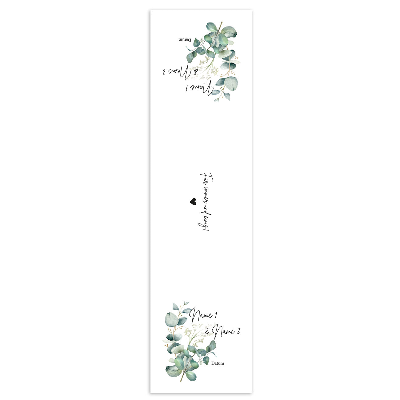 Tischläufer "Eukalyptus" mit Namen und Datum