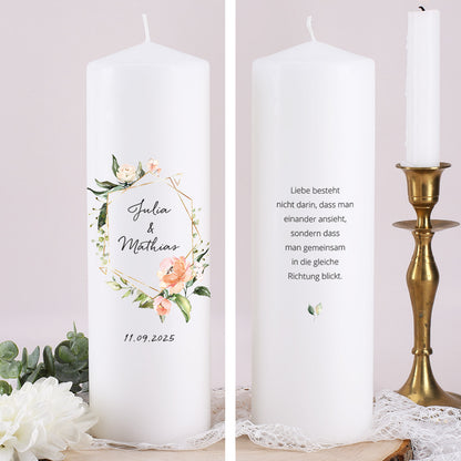 Hochzeitskerze mit Blüten