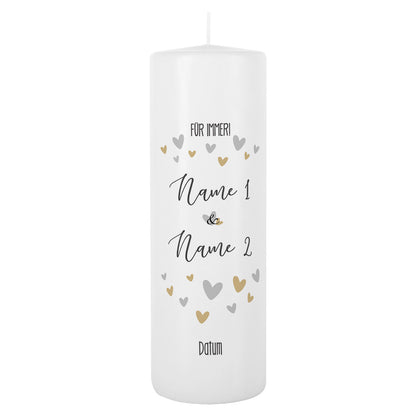 Hochzeitskerze mit Herzen und Namen