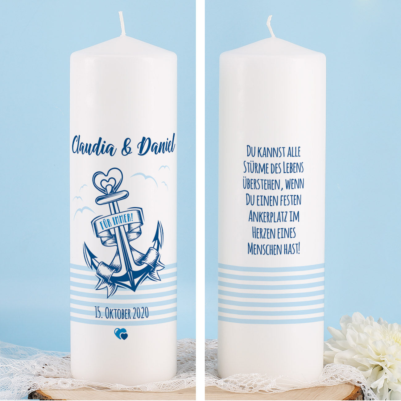 Personalisierte Hochzeitskerze "Anker"