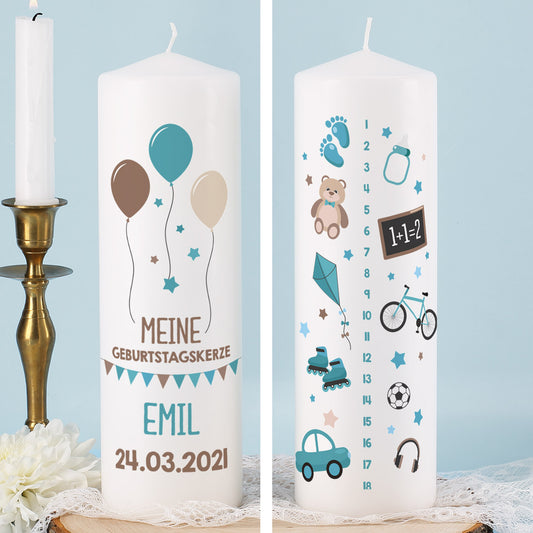 Lebenskerze mit verschiedenen Motiven für Jungen