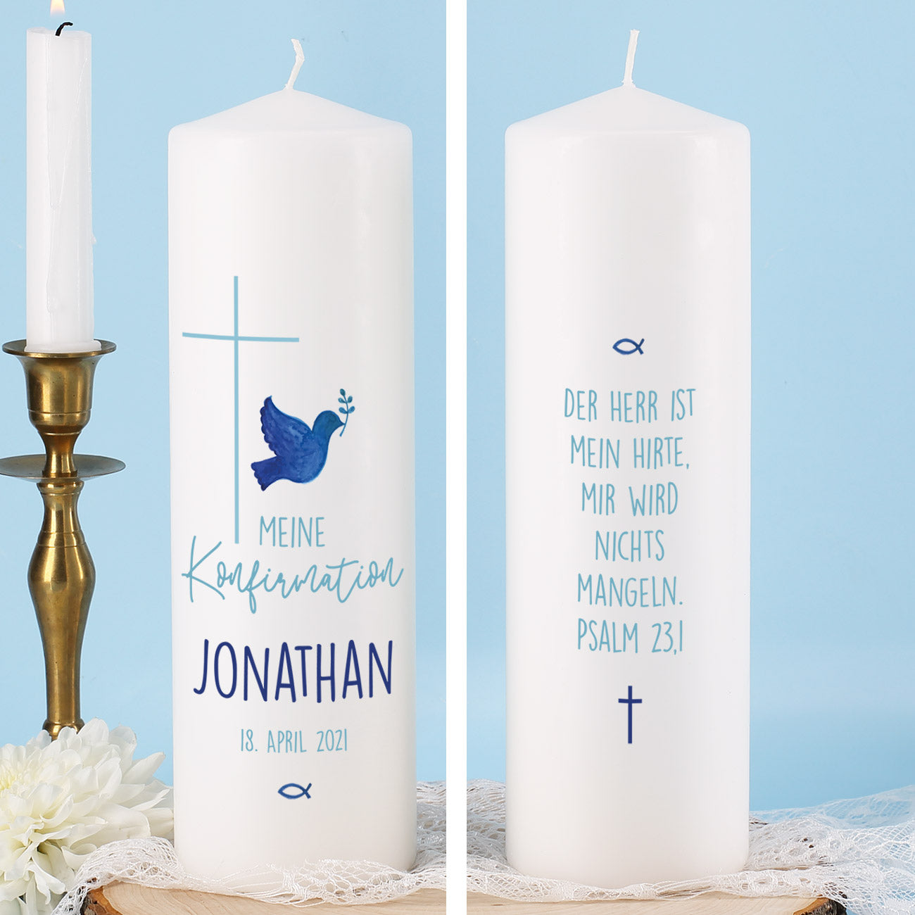 Konfirmationskerzen mit Taufspruch