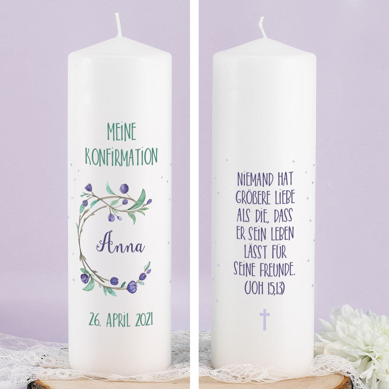 Konfirmationskerze mit Namen