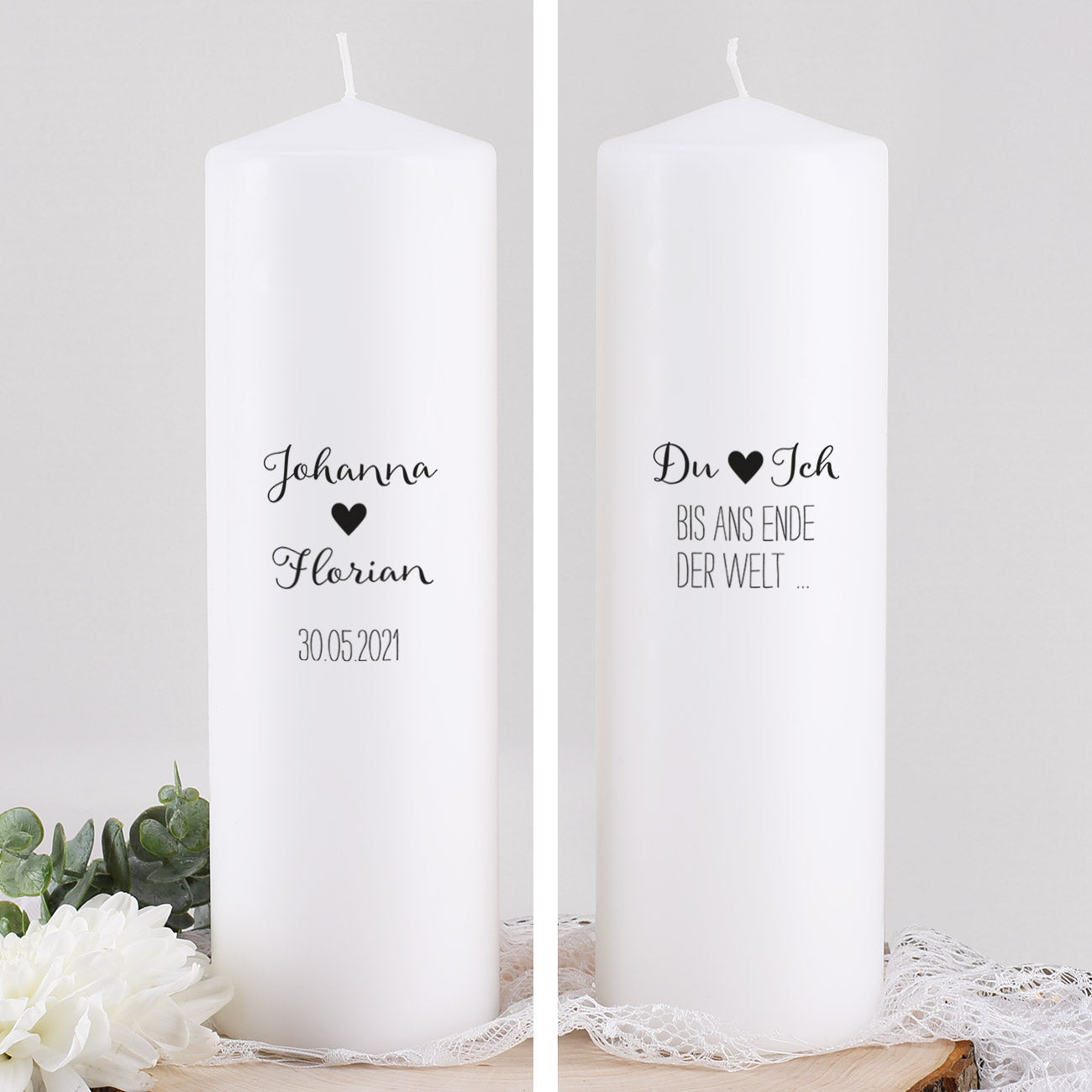 Hochzeitskerze mit Liebesspruch