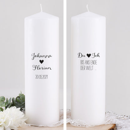 Hochzeitskerze mit Liebesspruch
