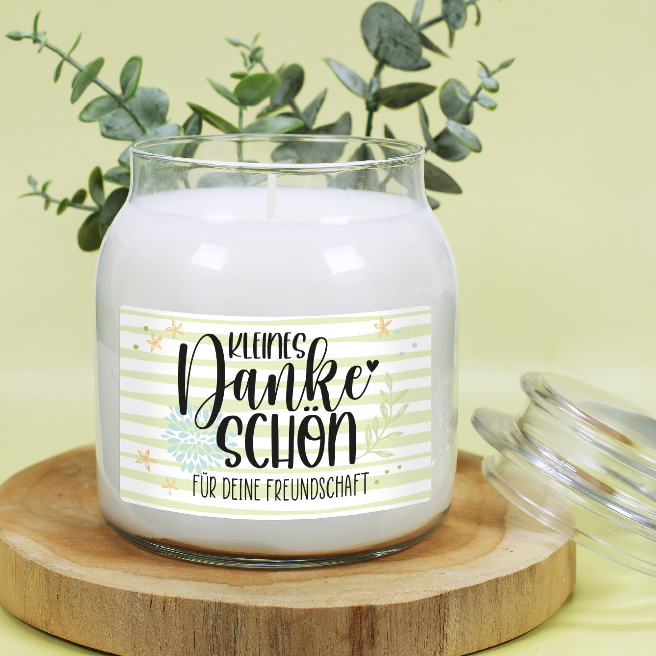 Kerze mit eigenen Etikett