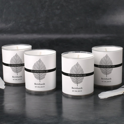 Trauerkerzen im 4er Set mit Namensdruck - In Gedenken an