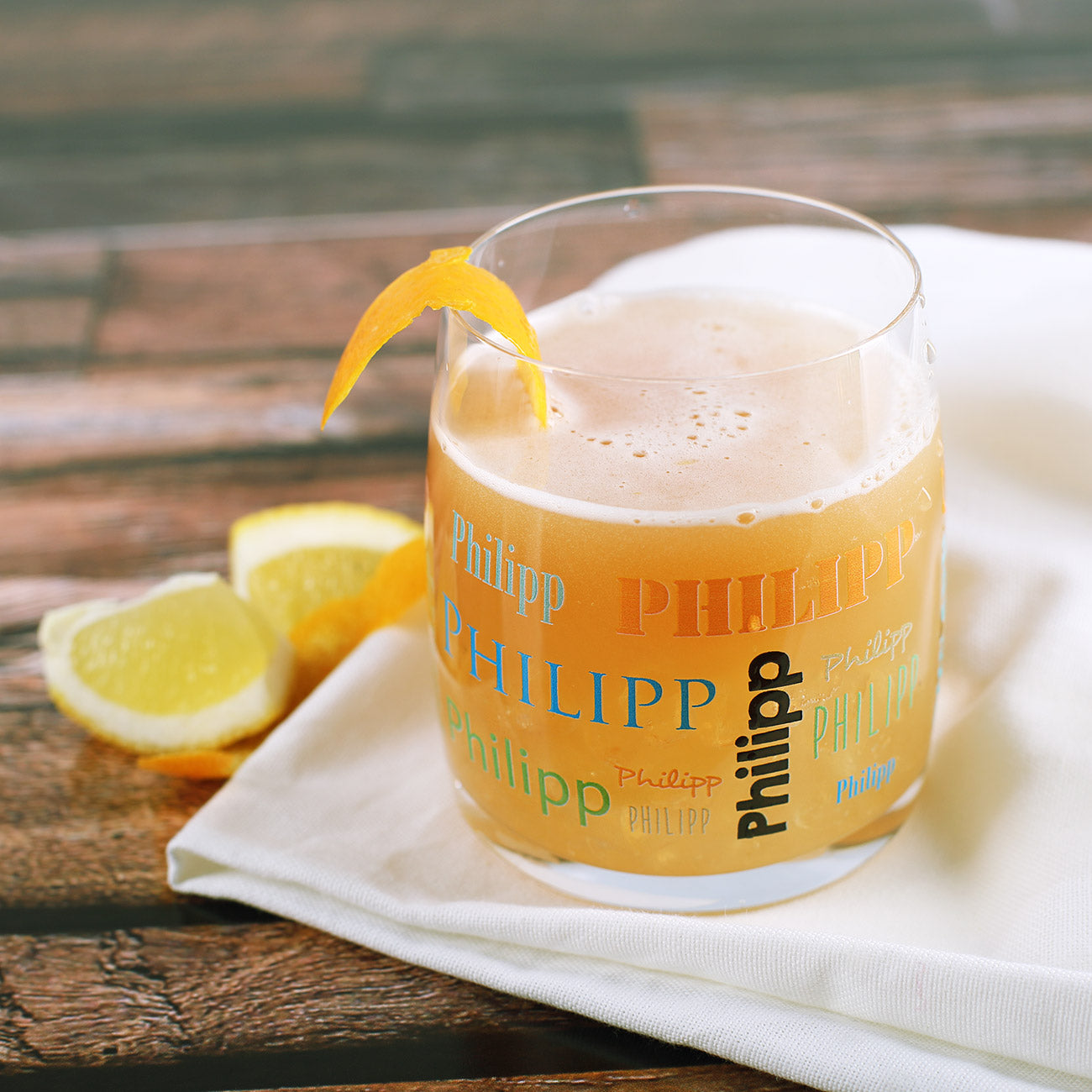 Bedrucktes Glas mit Name