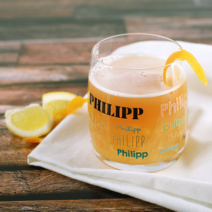 Bedrucktes Glas mit Name