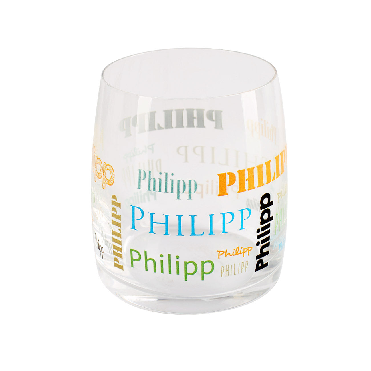 Bedrucktes Glas mit Name