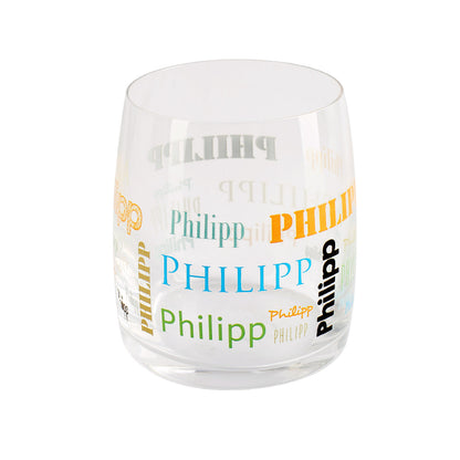 Bedrucktes Glas mit Name