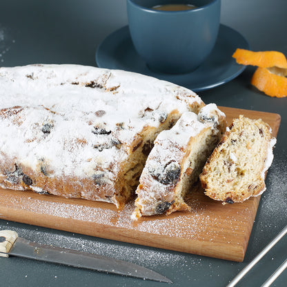 Dresdner Stollen für Stollendose "Frohe Weihnachten wünscht" Detail