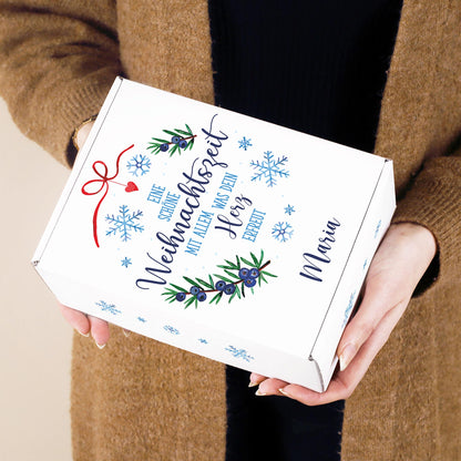 Glühwein Geschenkset zu Weihnachten mit Glas und Schokolade