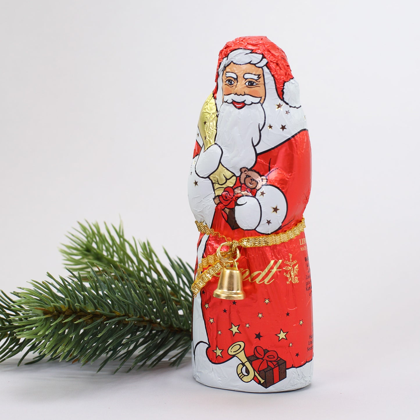 Flaschenanhänger "Stiefel" mit Wunschname und Stollen oder Schokoweihnachtsmann