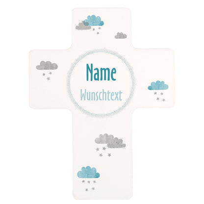 Personalisiertes Gedenkkreuz für Sternenkinder in blau oder rosa