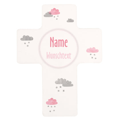 Personalisiertes Gedenkkreuz für Sternenkinder in blau oder rosa