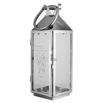 Große Laterne "Was bleibt ist die Liebe" mit Name und Datum