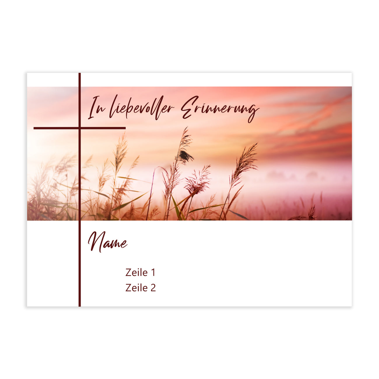 Trauerkarte "in liebevolle Erinnerung" mit Name und Wunschtext