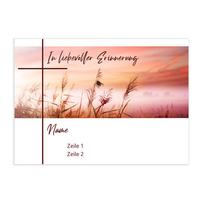 Trauerkarte "in liebevolle Erinnerung" mit Name und Wunschtext