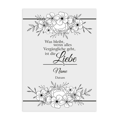 Trauerkarte "Was bleibt, wenn alles Vergängliche geht, ist die Liebe" blanko
