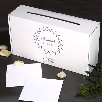 Schlichte Kondolenzbox mit Name und Datum
