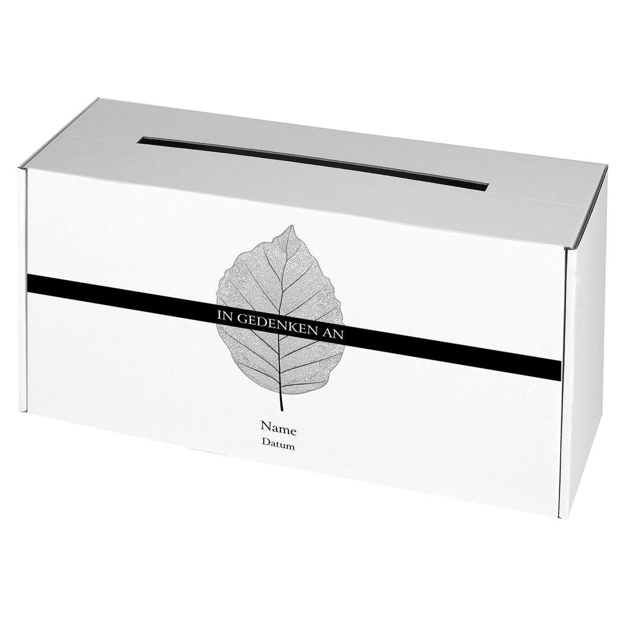 Kondolenzbox mit Name "In Gedenken an"