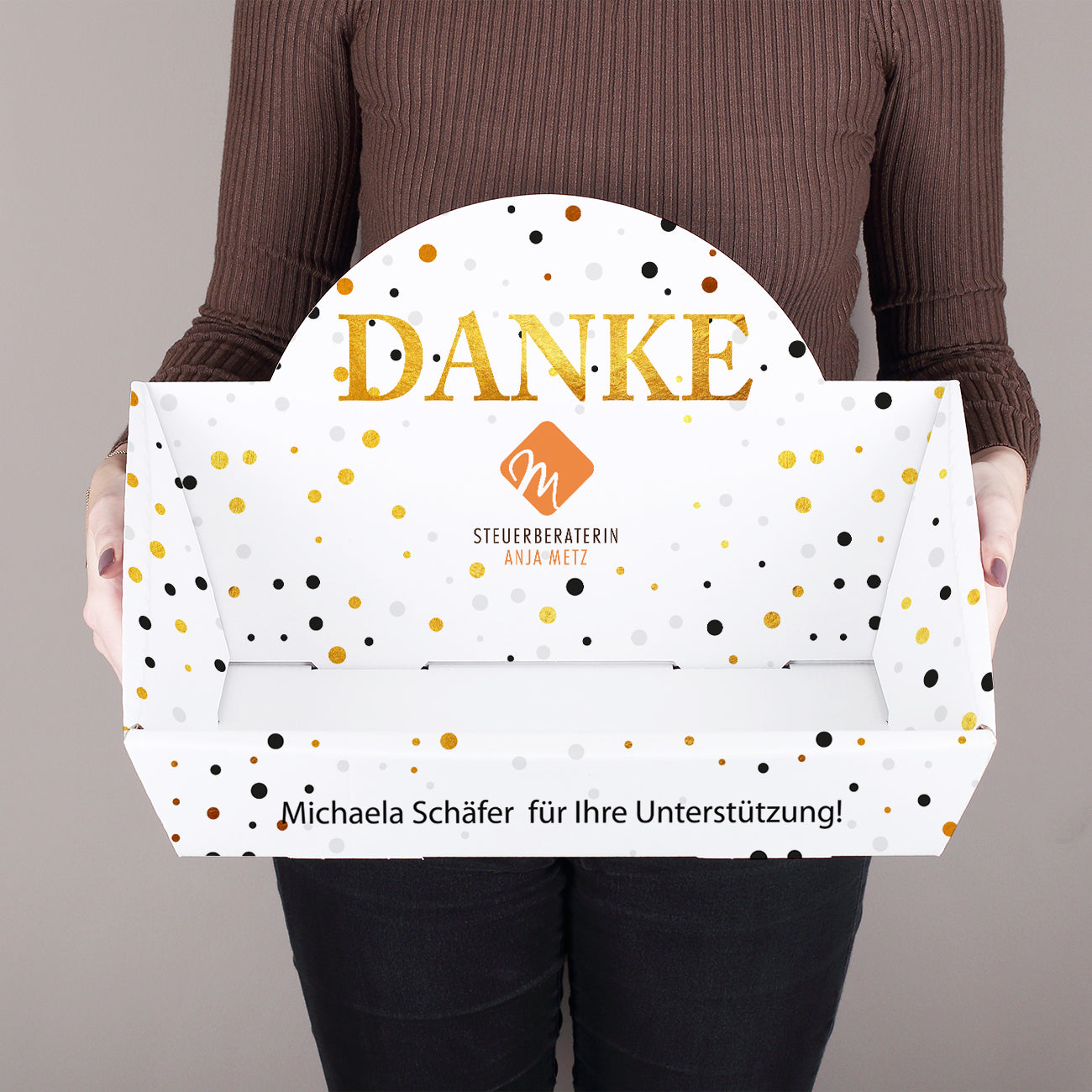 Großer "Danke" Geschenkkorb mit Logo und Wunschtext
