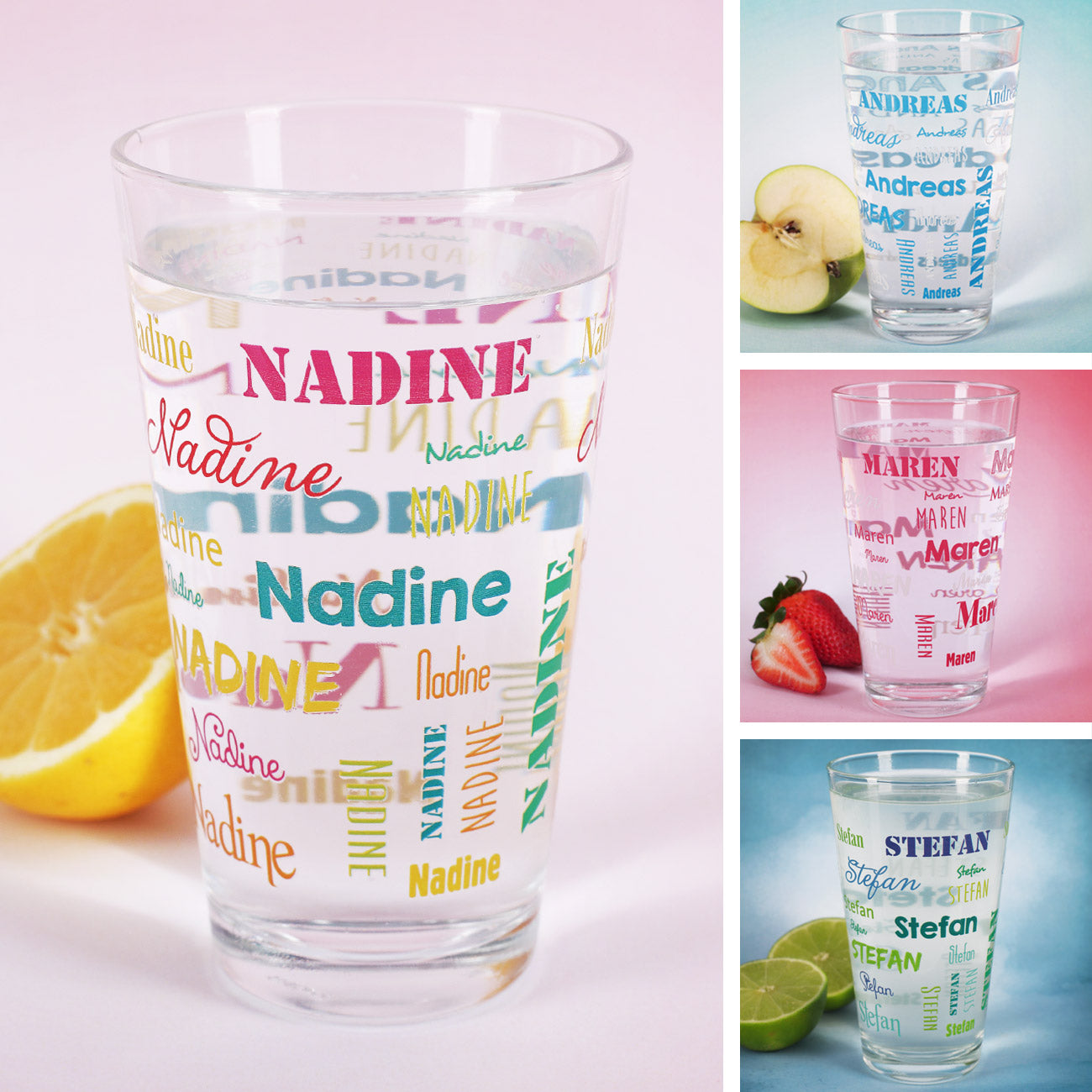 Bedrucktes Trinkglas mit Name