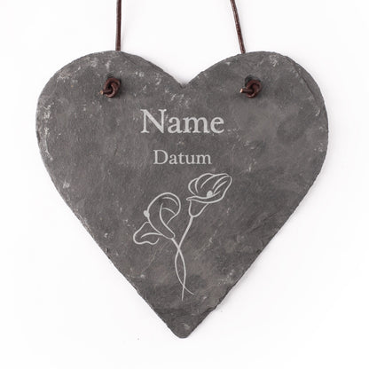 Gedenktafel mit Calla Blumen und Name