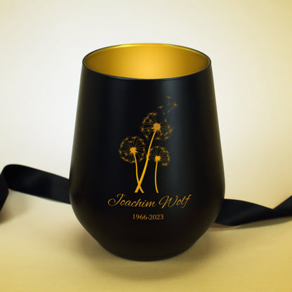 Trauer Teelicht mit Name Pusteblume