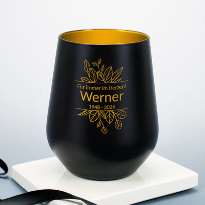 Personalisiertes Trauer-Windlicht mit Gravur | in zwei Farben