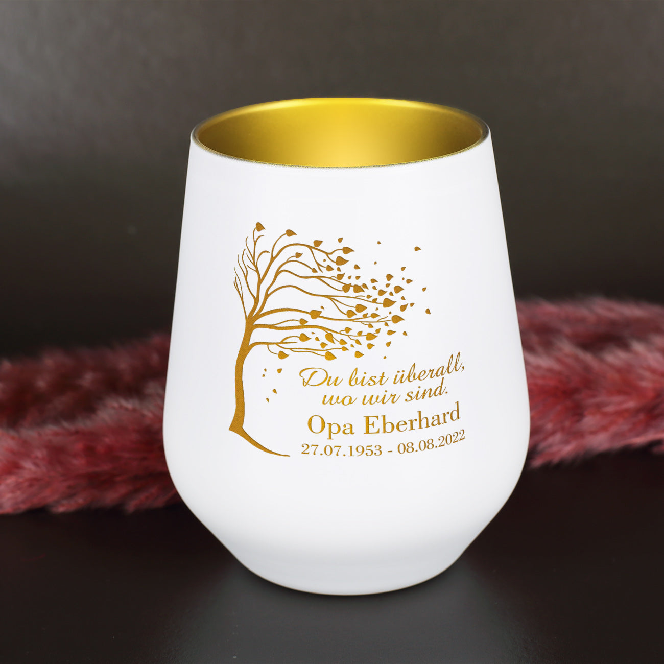Trauer Windlicht - Du bist überall, wo wir sind.