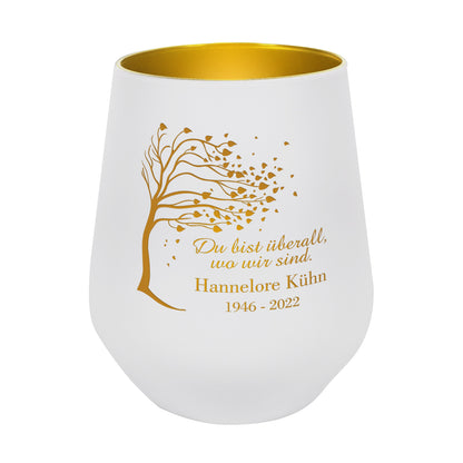 Trauer Windlicht - Du bist überall, wo wir sind.