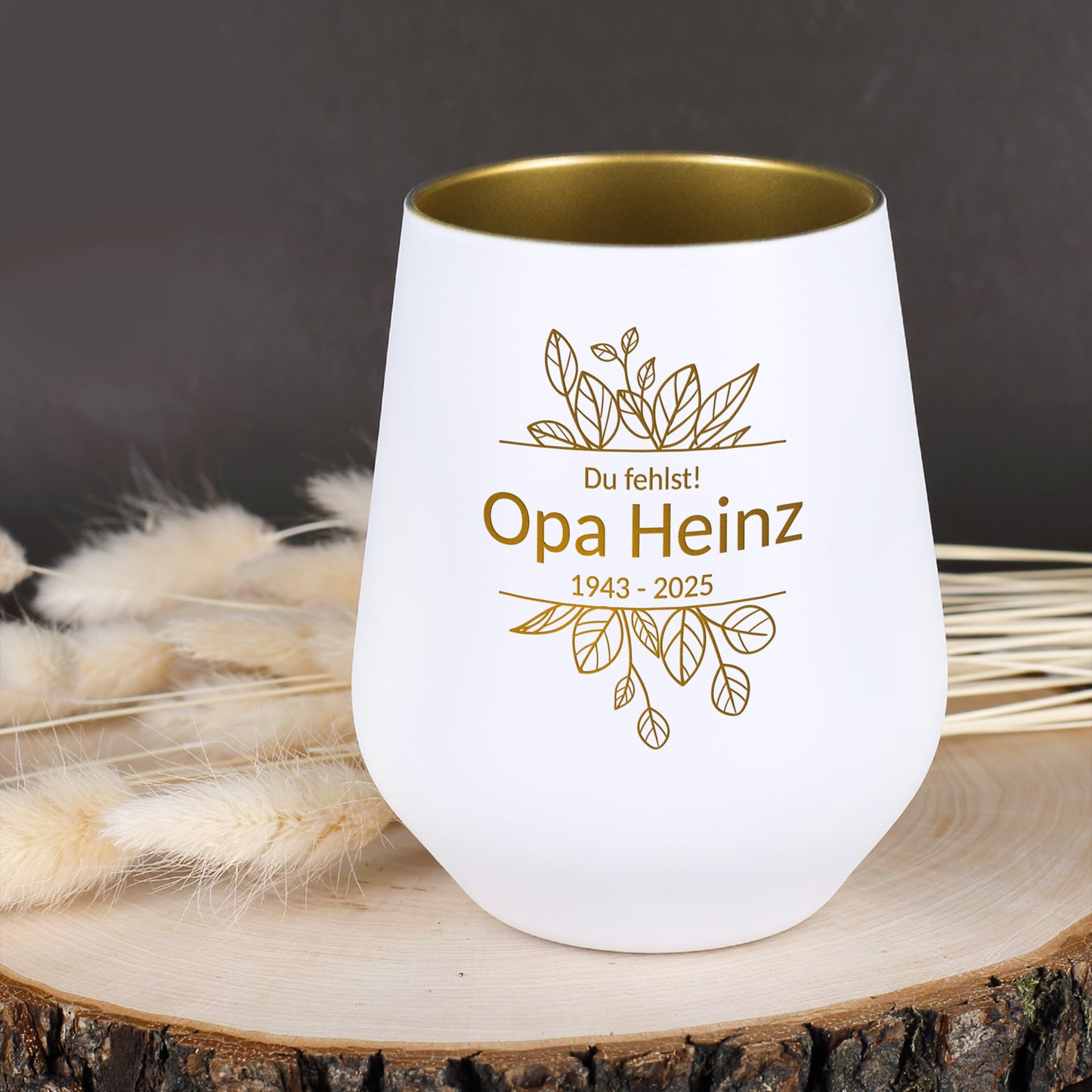 Personalisiertes Trauer-Windlicht mit Gravur | in zwei Farben