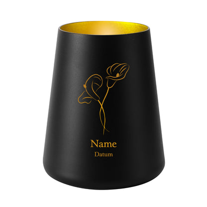 Trauerlicht mit zwei Callas und Namens- und Datum Gravur