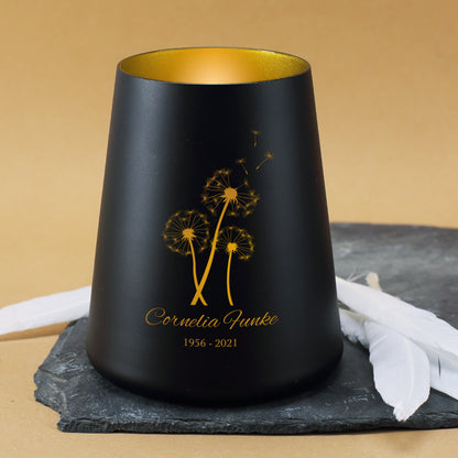 Trauerlicht mit Pusteblumen zur Personalisierung mit Name und Datum