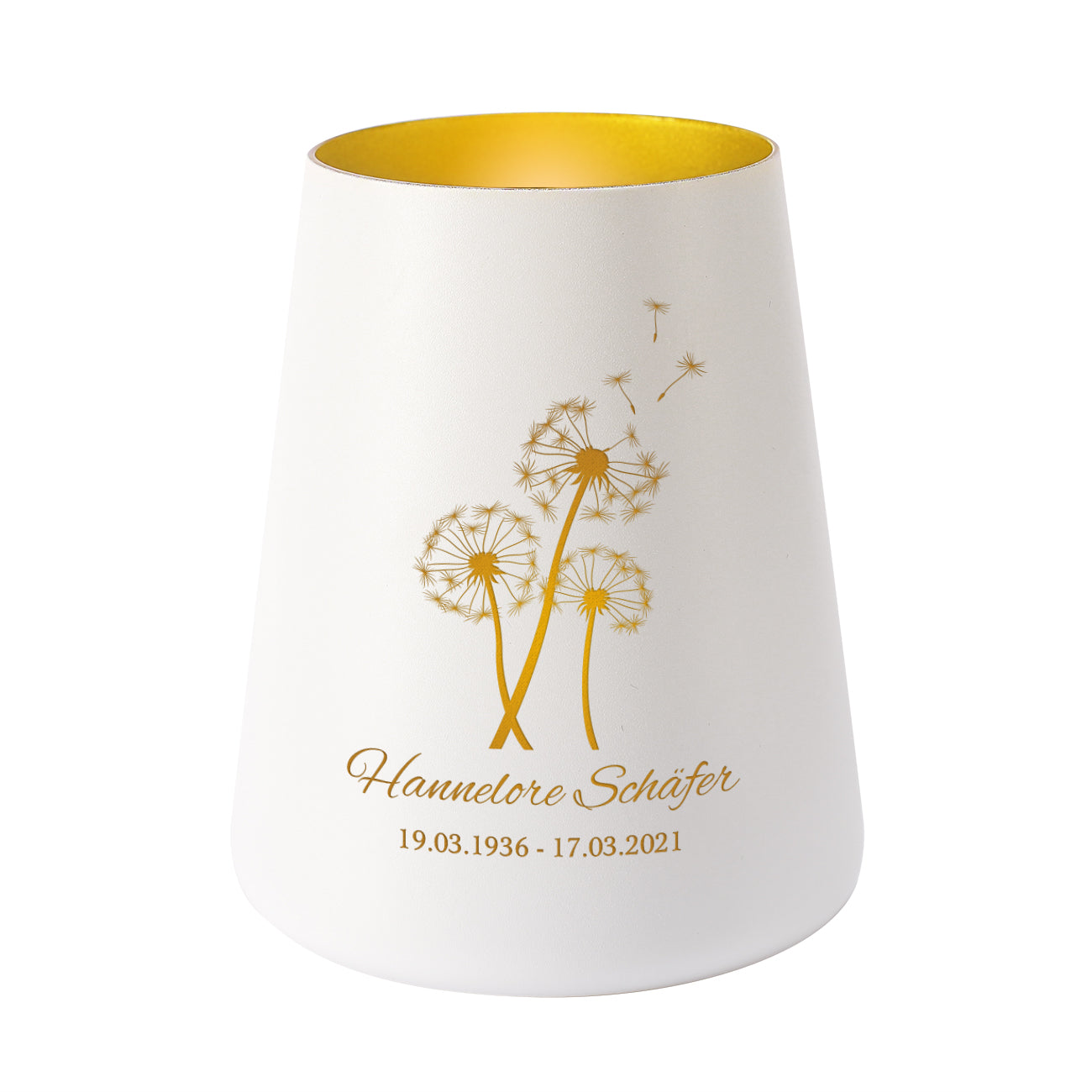 Trauerlicht mit Pusteblumen zur Personalisierung mit Name und Datum