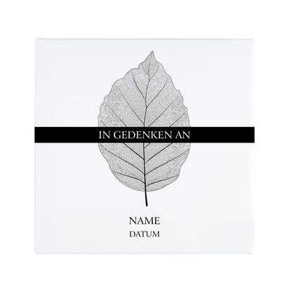 Gedenk Leinwand mit Name und Datum - Blatt