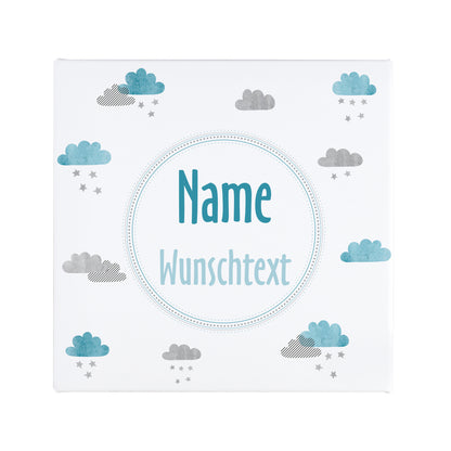 Gedenk Leinwand für Sternenkinder mit Wolken und Sternenregen