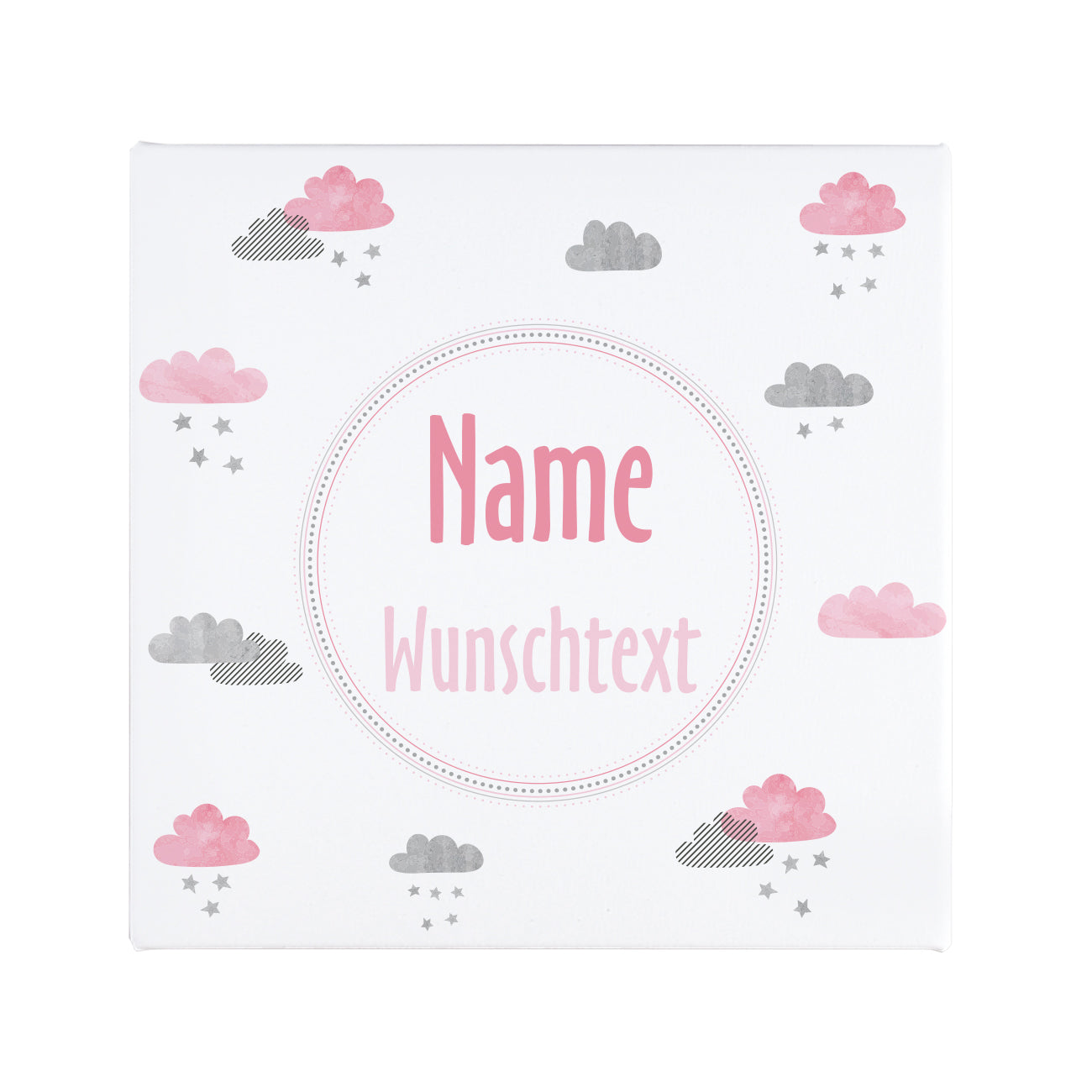 Gedenk Leinwand für Sternenkinder mit Wolken und Sternenregen