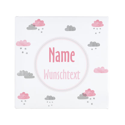 Gedenk Leinwand für Sternenkinder mit Wolken und Sternenregen