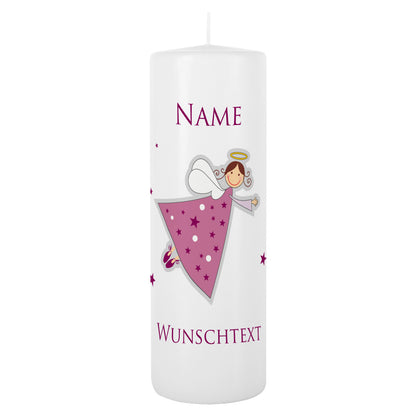 Kerze für Sternenkinder mit Engel und Name - rosa