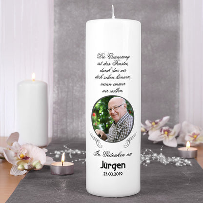 Personalisierte Trauerkerze mit Foto - "Die Erinnerung"